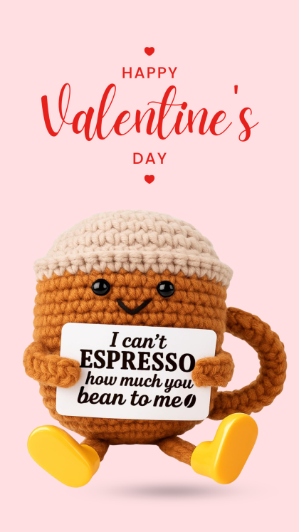 Valentine's Day Gifts, Positive Crochet Coffee Cup Desk Decor